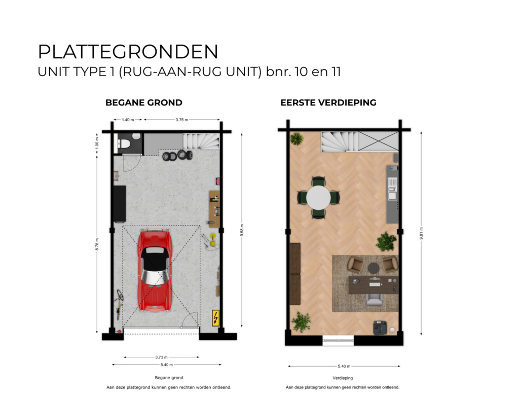 UNIT TYPE 1 (RUG-AAN-RUG UNIT) bnr. 10 en 11