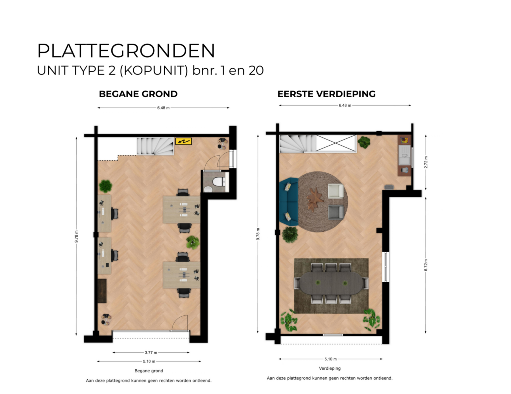 Plattegronden unit 1 en 10